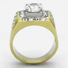 Load image into Gallery viewer, TK760 - Two-Tone IP Gold (Ion Plating) Stainless Steel Ring with AAA Grade CZ  in Clear