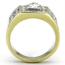 Cargar imagen en el visor de la galería, TK762 - Two-Tone IP Gold (Ion Plating) Stainless Steel Ring with Top Grade Crystal  in Clear