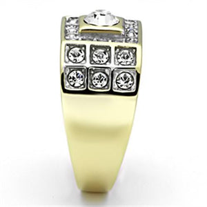 TK762 - Two-Tone IP Gold (Ion Plating) Stainless Steel Ring with Top Grade Crystal  in Clear