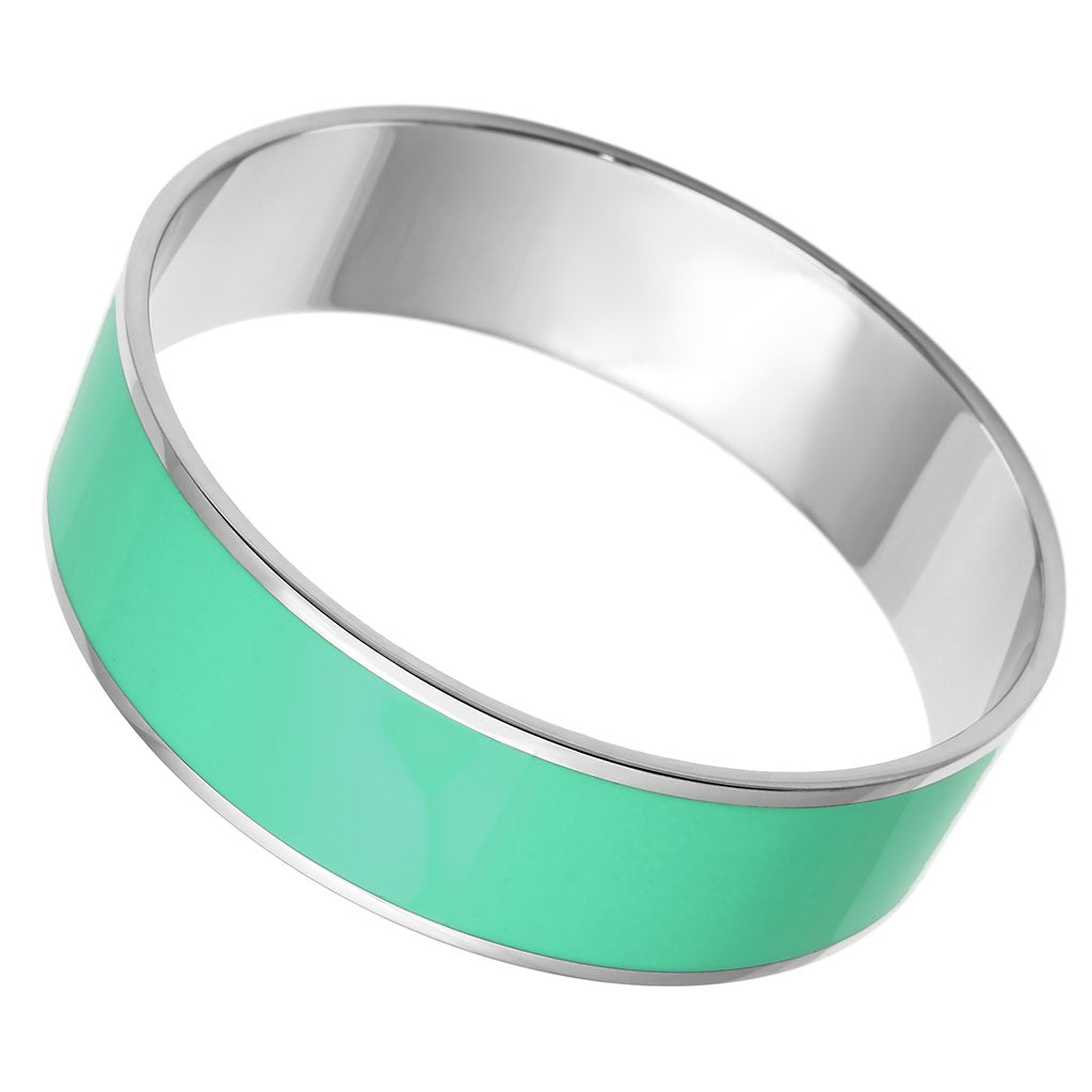 TK786 - High polished (no plating) Stainless Steel Bangle with Epoxy  in Turquoise