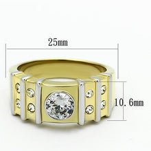 Load image into Gallery viewer, TK797 - Two-Tone IP Gold (Ion Plating) Stainless Steel Ring with AAA Grade CZ  in Clear