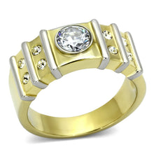 Load image into Gallery viewer, TK797 - Two-Tone IP Gold (Ion Plating) Stainless Steel Ring with AAA Grade CZ  in Clear