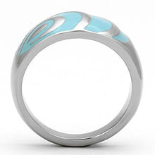Cargar imagen en el visor de la galería, TK804 - High polished (no plating) Stainless Steel Ring with Epoxy  in Sea Blue