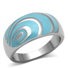Load image into Gallery viewer, TK804 - High polished (no plating) Stainless Steel Ring with Epoxy  in Sea Blue