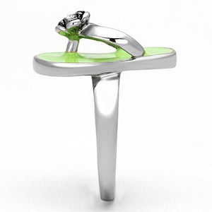 TK814 - High polished (no plating) Stainless Steel Ring with Top Grade Crystal  in Clear