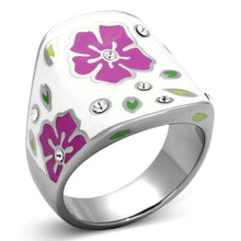 Load image into Gallery viewer, TK830 - High polished (no plating) Stainless Steel Ring with Top Grade Crystal  in Clear