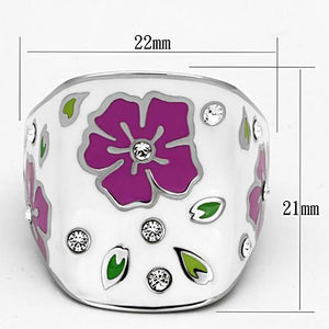 TK830 - High polished (no plating) Stainless Steel Ring with Top Grade Crystal  in Clear