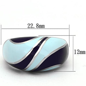 TK835 - High polished (no plating) Stainless Steel Ring with Epoxy  in Multi Color