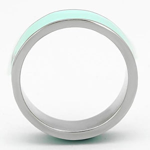 TK836 - High polished (no plating) Stainless Steel Ring with Epoxy  in Turquoise