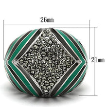 Load image into Gallery viewer, TK839 - High polished (no plating) Stainless Steel Ring with Top Grade Crystal  in Black Diamond