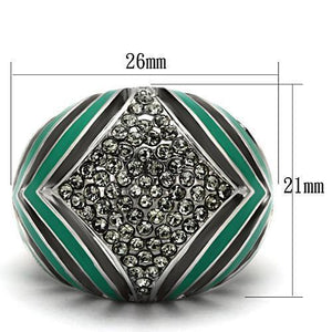TK839 - High polished (no plating) Stainless Steel Ring with Top Grade Crystal  in Black Diamond