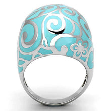 Load image into Gallery viewer, TK845 - High polished (no plating) Stainless Steel Ring with Epoxy  in Aquamarine