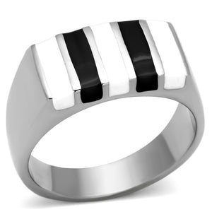 TK849 - High polished (no plating) Stainless Steel Ring with Epoxy  in Multi Color