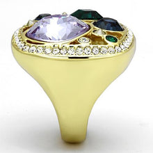 Cargar imagen en el visor de la galería, TK855 - IP Gold(Ion Plating) Stainless Steel Ring with Top Grade Crystal  in Multi Color