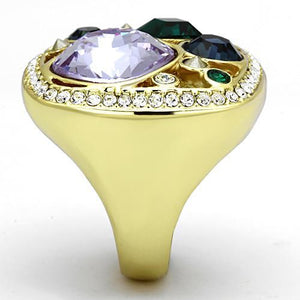TK855 - IP Gold(Ion Plating) Stainless Steel Ring with Top Grade Crystal  in Multi Color