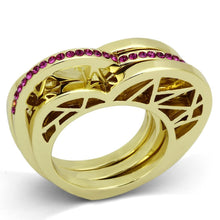 Load image into Gallery viewer, TK863 - IP Gold(Ion Plating) Stainless Steel Ring with Top Grade Crystal  in Fuchsia