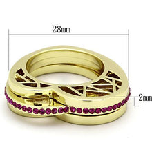 Cargar imagen en el visor de la galería, TK863 - IP Gold(Ion Plating) Stainless Steel Ring with Top Grade Crystal  in Fuchsia