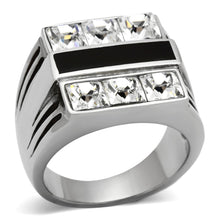 Load image into Gallery viewer, TK920 - High polished (no plating) Stainless Steel Ring with Top Grade Crystal  in Clear