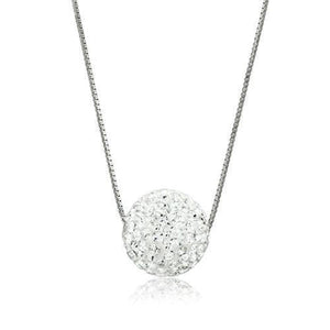 VL061 - Rhodium Brass Chain Pendant with Top Grade Crystal  in Clear