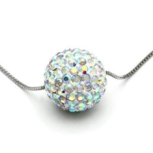 Load image into Gallery viewer, VL062 - Rhodium Brass Chain Pendant with Top Grade Crystal  in Aurora Borealis (Rainbow Effect)