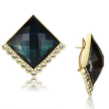 Cargar imagen en el visor de la galería, VL064 - IP Gold(Ion Plating) Brass Earrings with Synthetic Synthetic Stone in Tanzanite