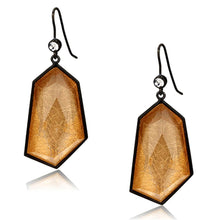 Cargar imagen en el visor de la galería, VL070 - IP Black(Ion Plating) Brass Earrings with Synthetic Synthetic Stone in Orange