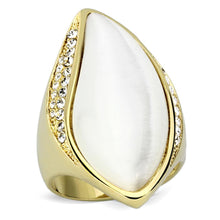 Load image into Gallery viewer, VL082 - IP Gold(Ion Plating) Brass Ring with Synthetic Cat Eye in White