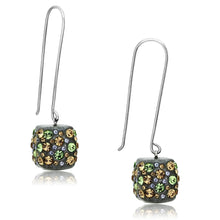 Load image into Gallery viewer, VL090 - High polished (no plating) Stainless Steel Earrings with Top Grade Crystal  in Multi Color