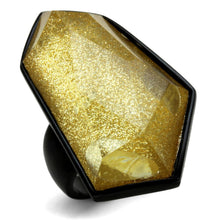Load image into Gallery viewer, VL117 - IP Black(Ion Plating) Stainless Steel Ring with Synthetic Synthetic Stone in Citrine Yellow