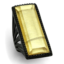 Cargar imagen en el visor de la galería, VL118 - IP Black(Ion Plating) Stainless Steel Ring with Synthetic Synthetic Stone in Citrine Yellow