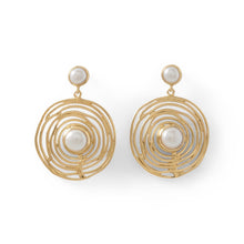 Cargar imagen en el visor de la galería, 14 Karat Gold Plated Brass Cultured Freshwater Pearl Fashion Earrings